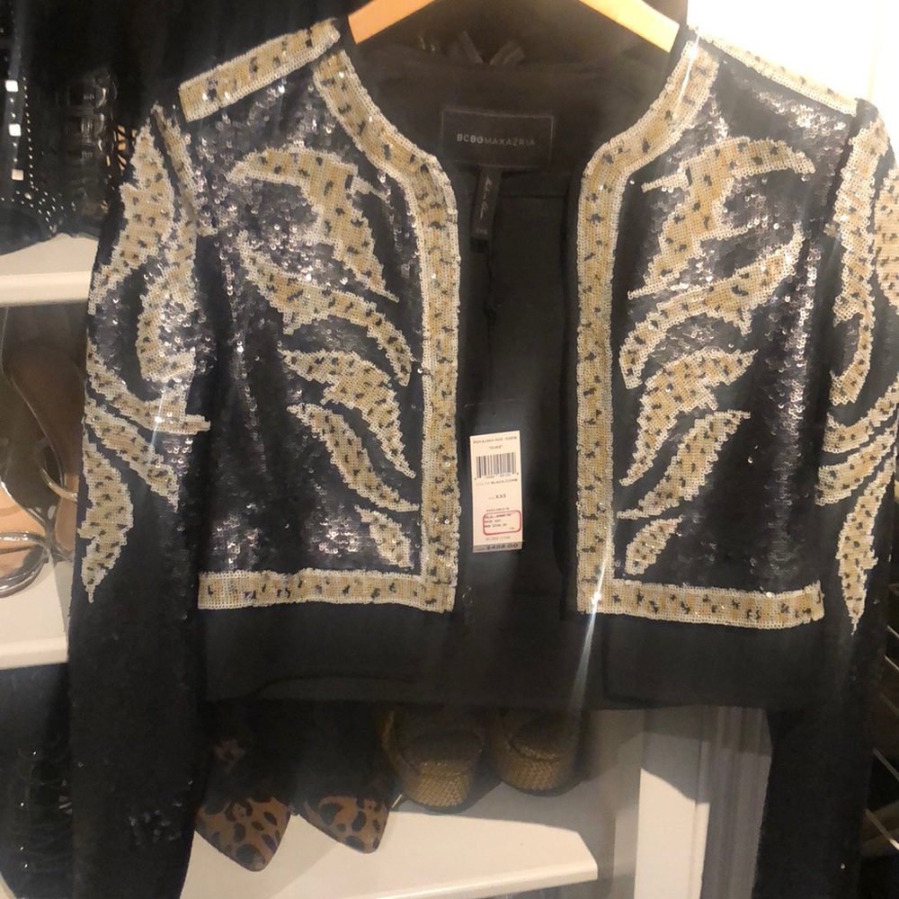 BCBG Cropped sequenced jacket